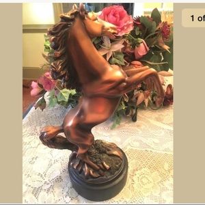 Gorgeous Large Brass Rearing Horse Sculpture 13”
